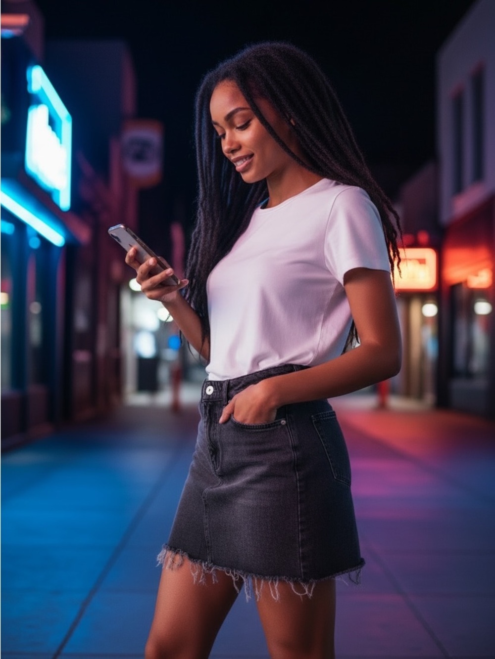 Topshop Black Denim Mini Skirt
